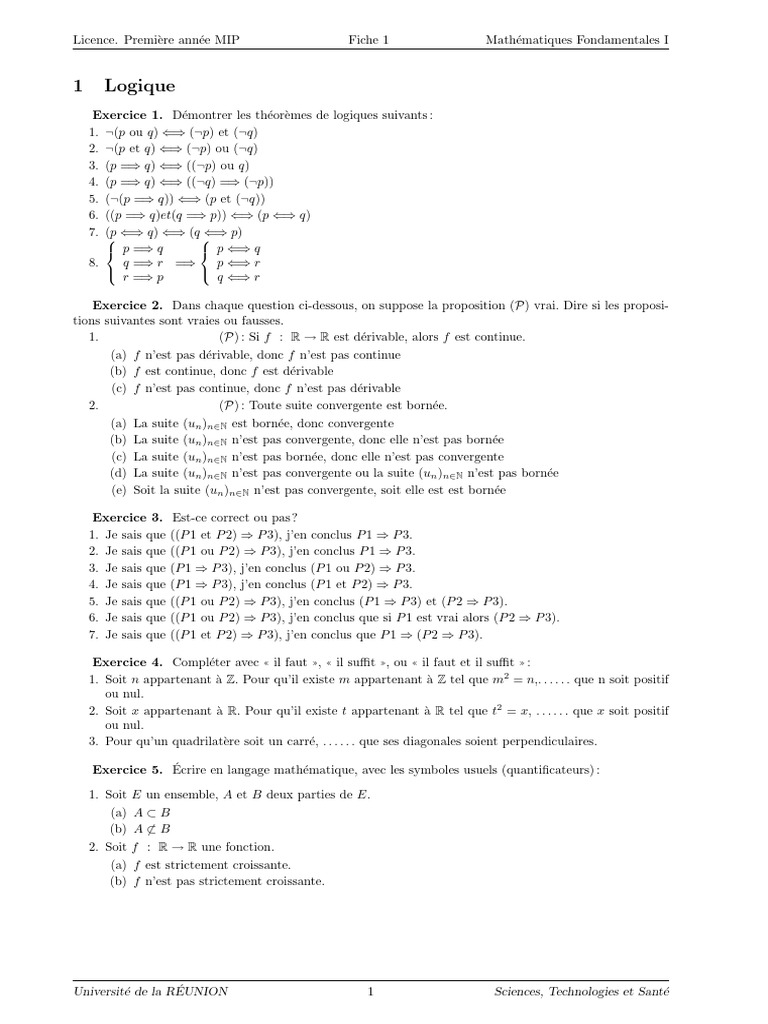 Exercices de Logique et Ensembles | PDF | Ensemble (Mathématiques ...