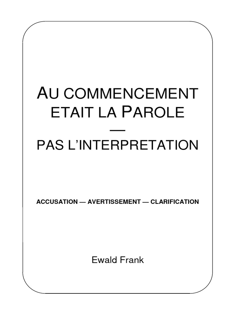 Au Commencement Était la Parole | PDF | Dieu | Saint-Esprit