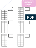 Quadratic Equation, Tables and Regression Worksheet