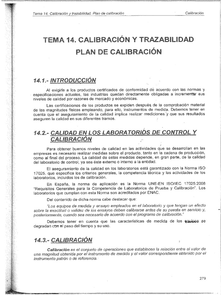 Calibracion y Trazabilidad. Plan de Calibracion | PDF