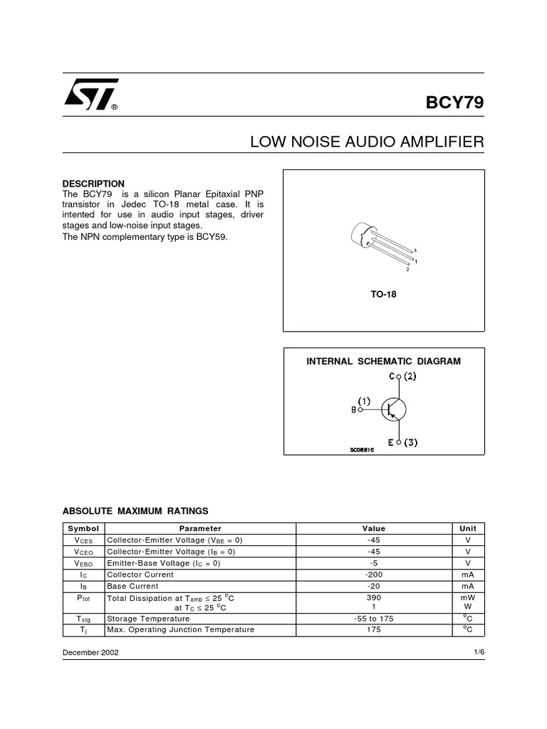 BCY79 | PDF | Bipolar Junction Transistor | Electrical Engineering