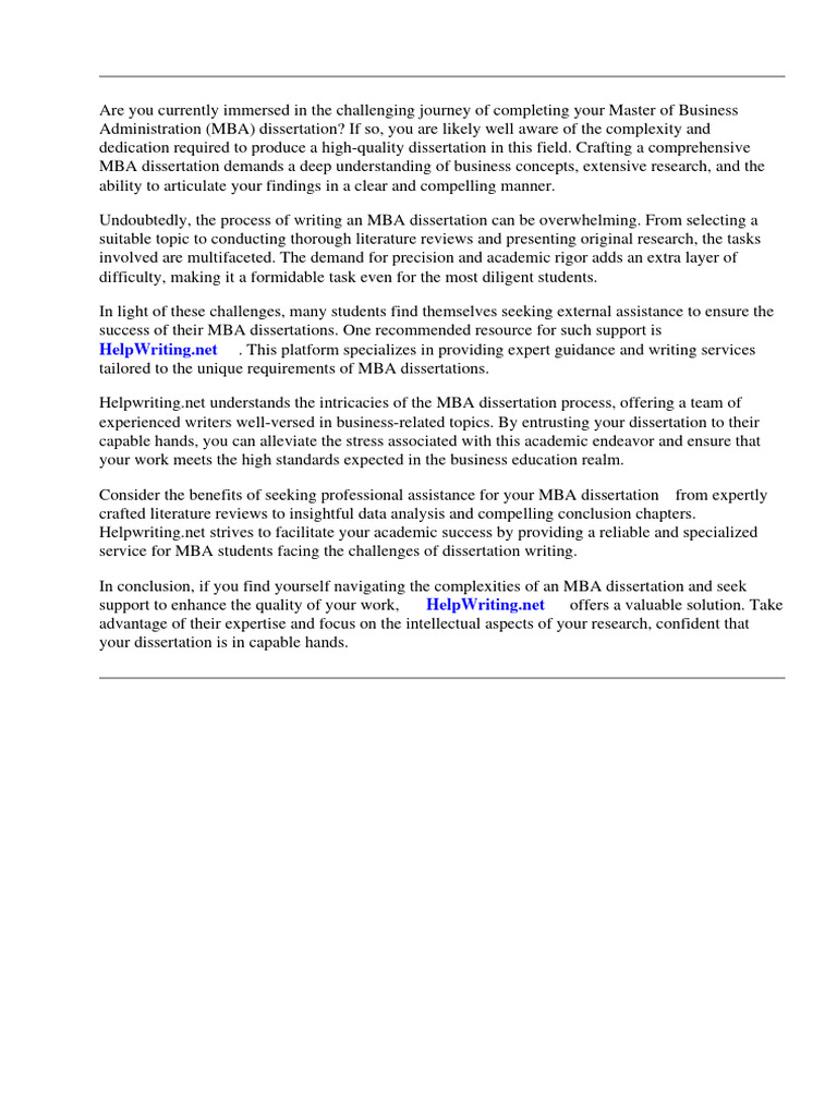 Master of Business Administration Dissertation | PDF | Master Of ...