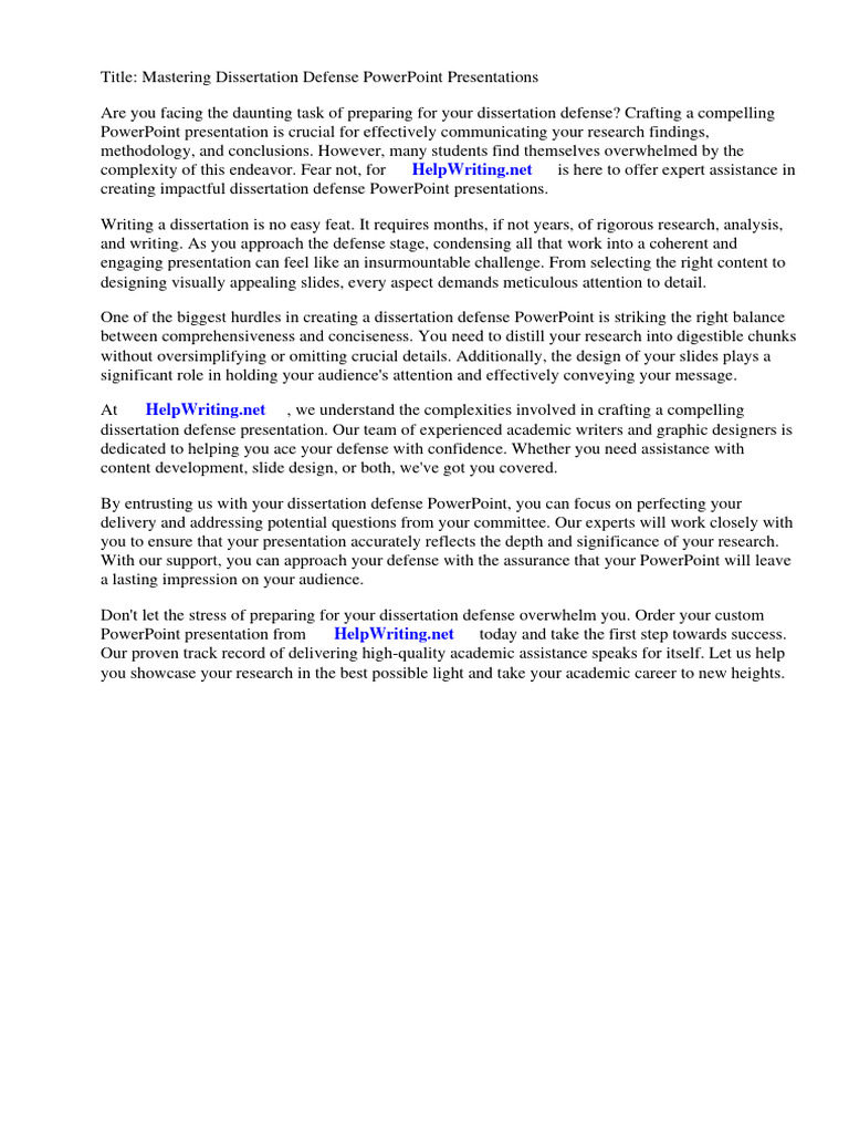 Dissertation defense powerpoint presentations download free pdf