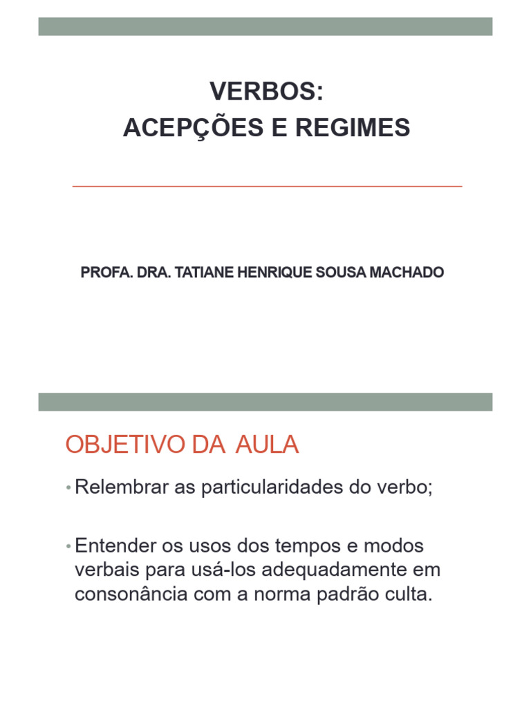 Acepções e Modos dos Verbos | PDF | Conjugação gramática | Relações ...