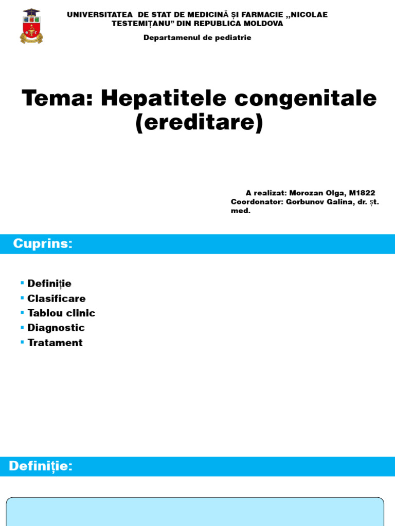 Hepatitele Congenitale: Ereditare | PDF