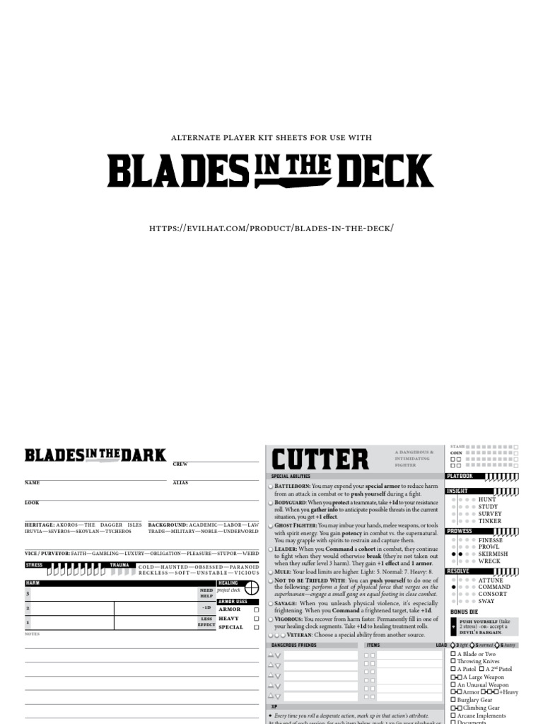 Blades in the deck playerkit pdf knife