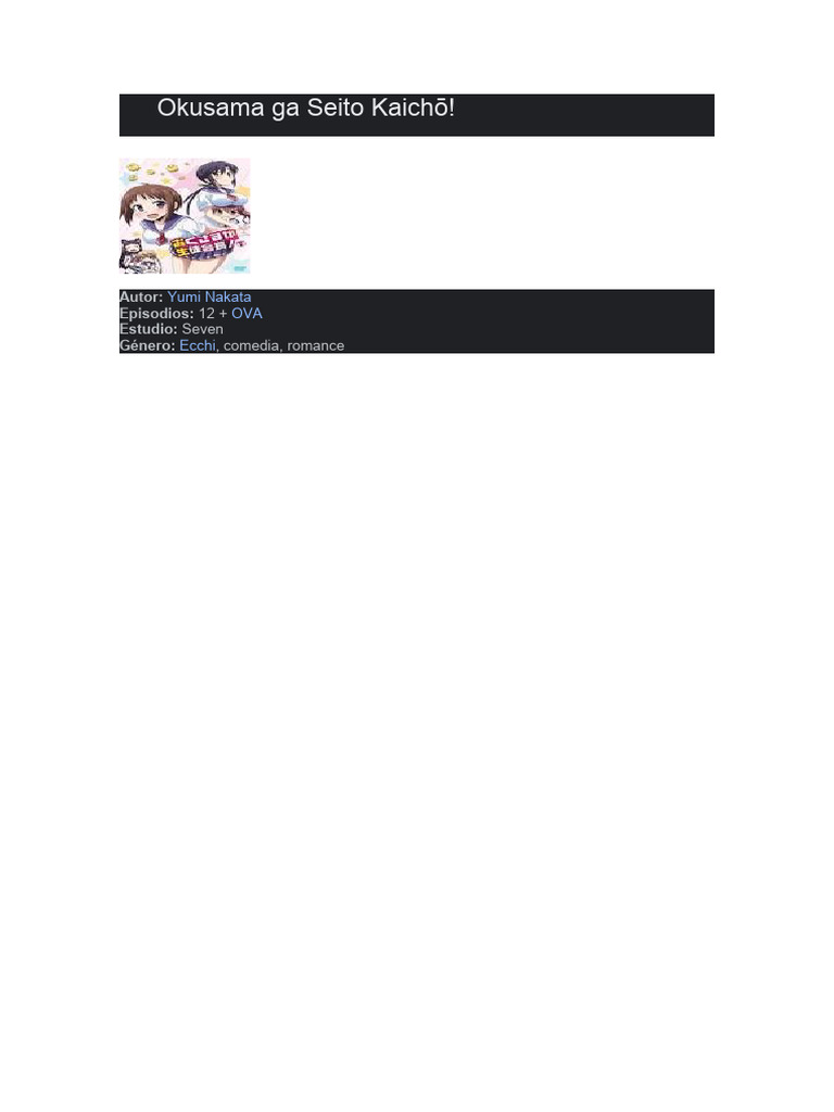 Okusama Ga Seito Kaichō PDF