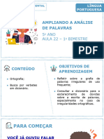 Ampliando A Análise de Palavras: 5 ANO AULA 22 - 1 Bimestre