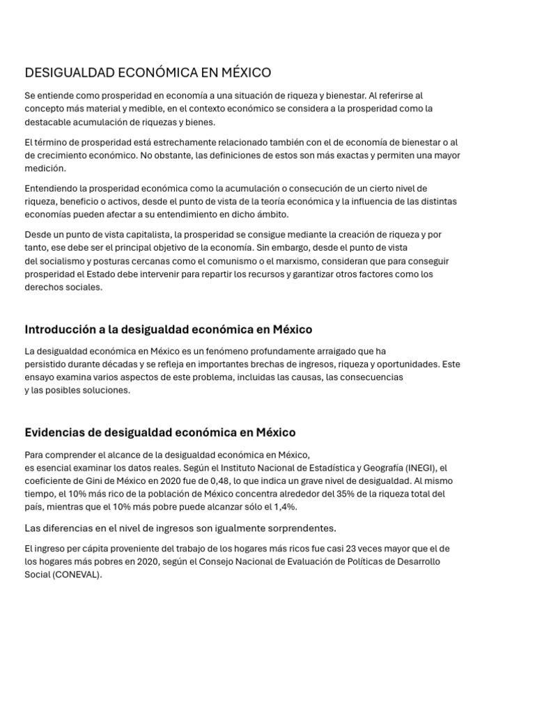 Desigualdad Económica en México: Causas y Consecuencias | PDF | Pobreza ...