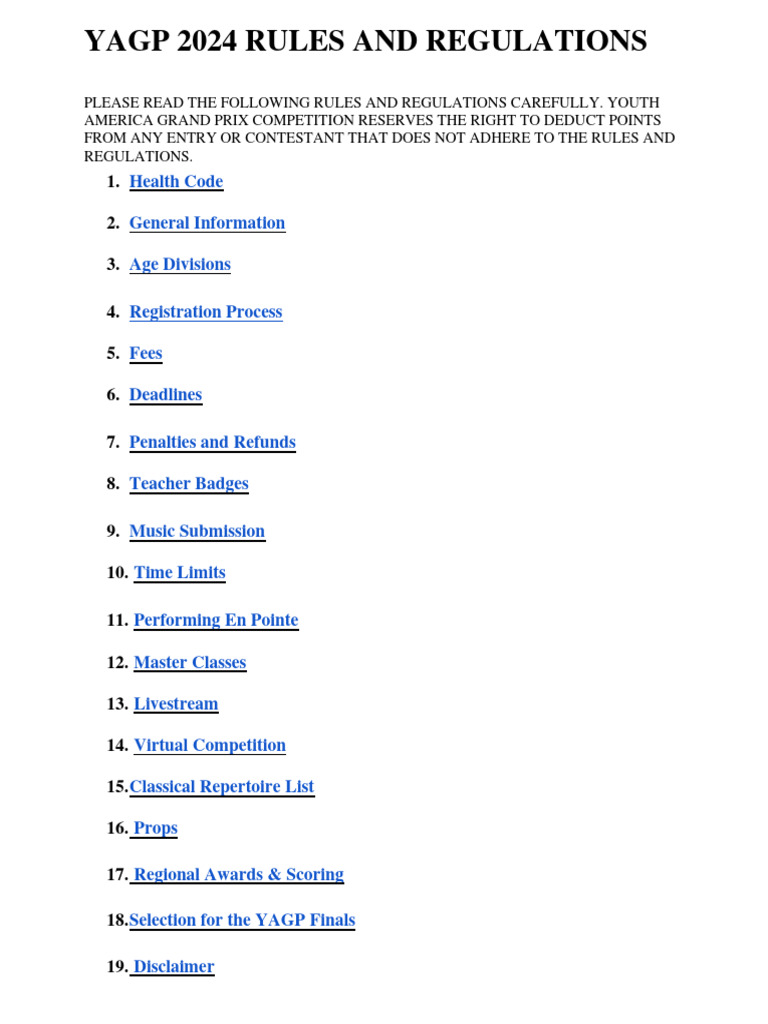 YAGP_2024_Rules_and_Regulations_ENG_01 PDF Ballet Concert Dance