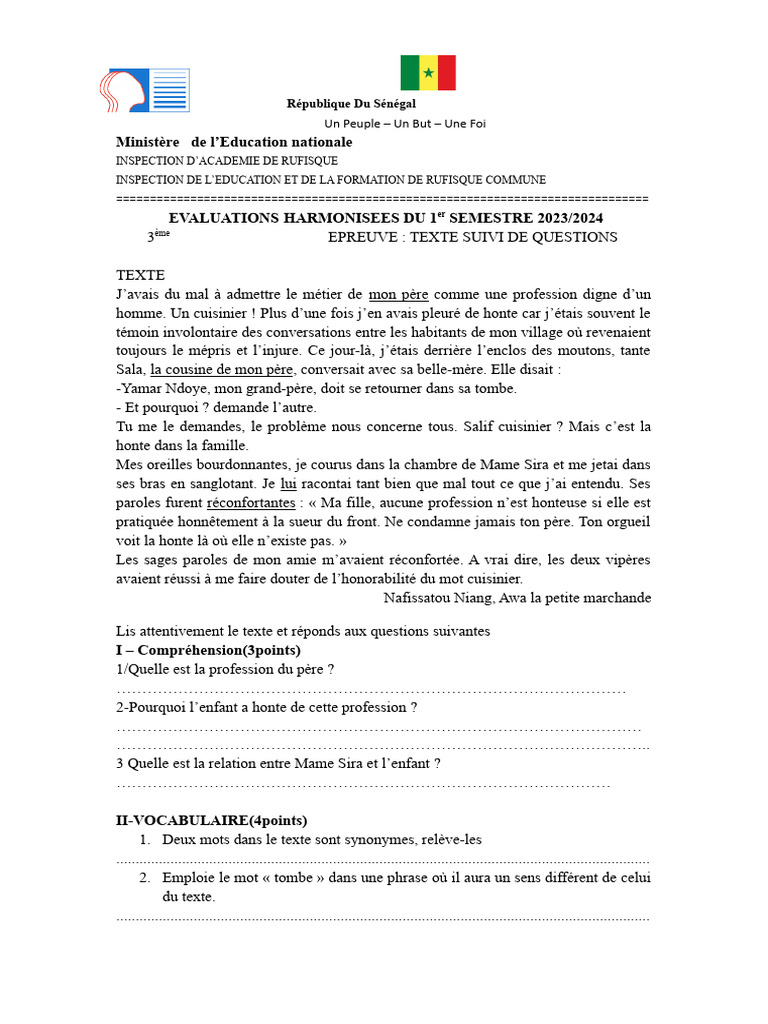 3è TSQ 2024 | PDF | Phrase | Verbe