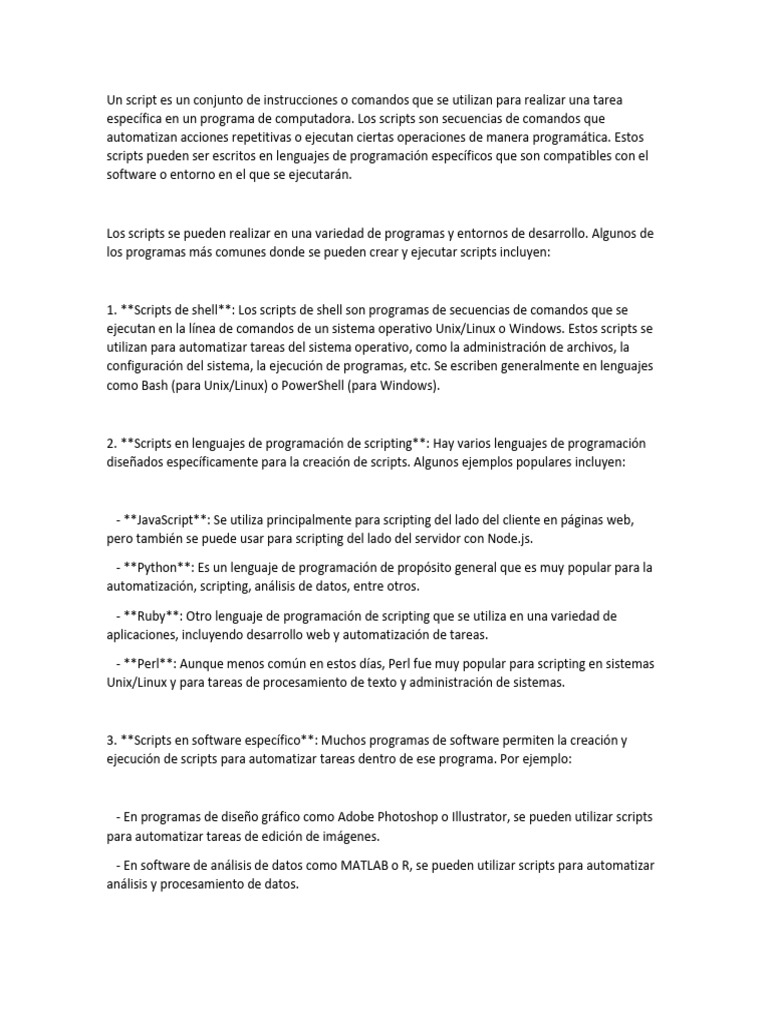 Guía Básica sobre Scripts y Automatización | PDF | Lenguaje de ...