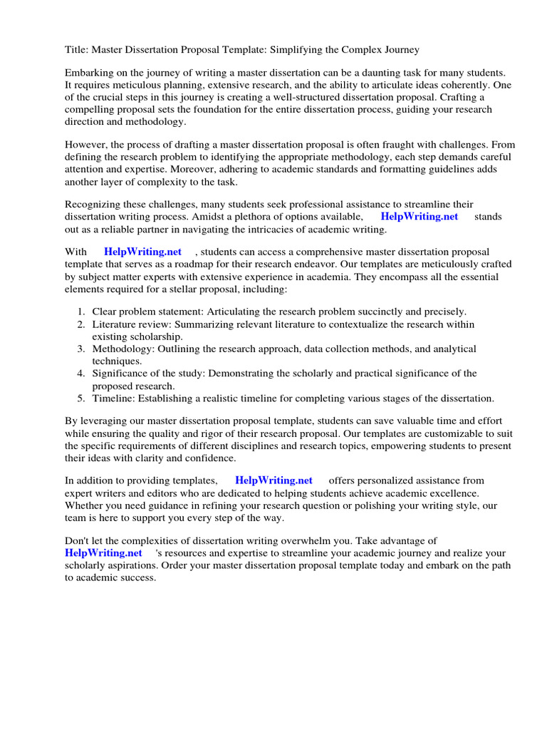 Master Dissertation Proposal Template | PDF | Thesis | Methodology