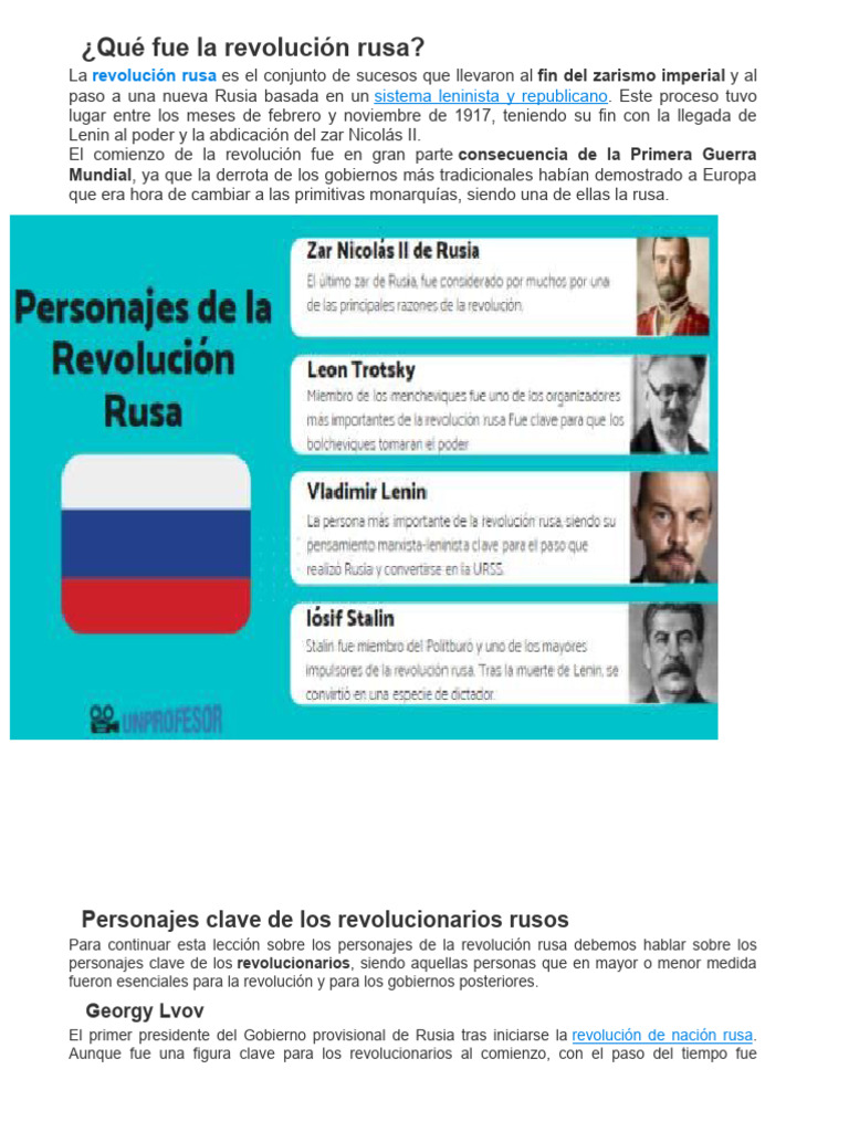 Claves de la Revolución Rusa 1917 | PDF | revolución rusa | Vladimir Lenin
