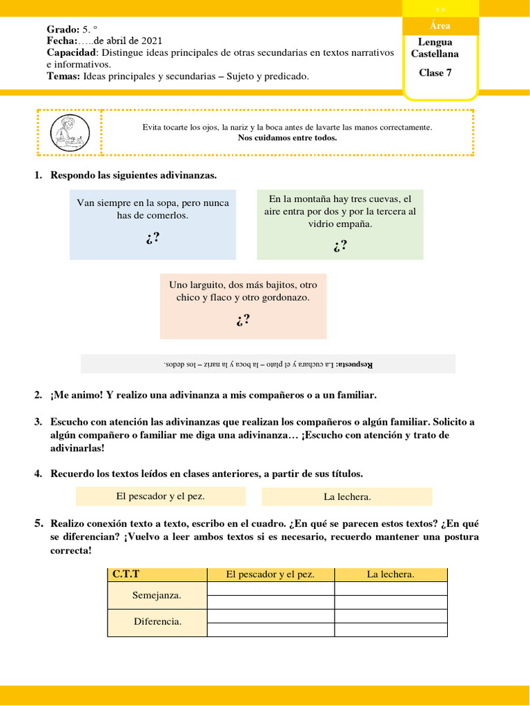 Actividades de Lengua para 5° Grado | PDF | Asunto (gramática ...