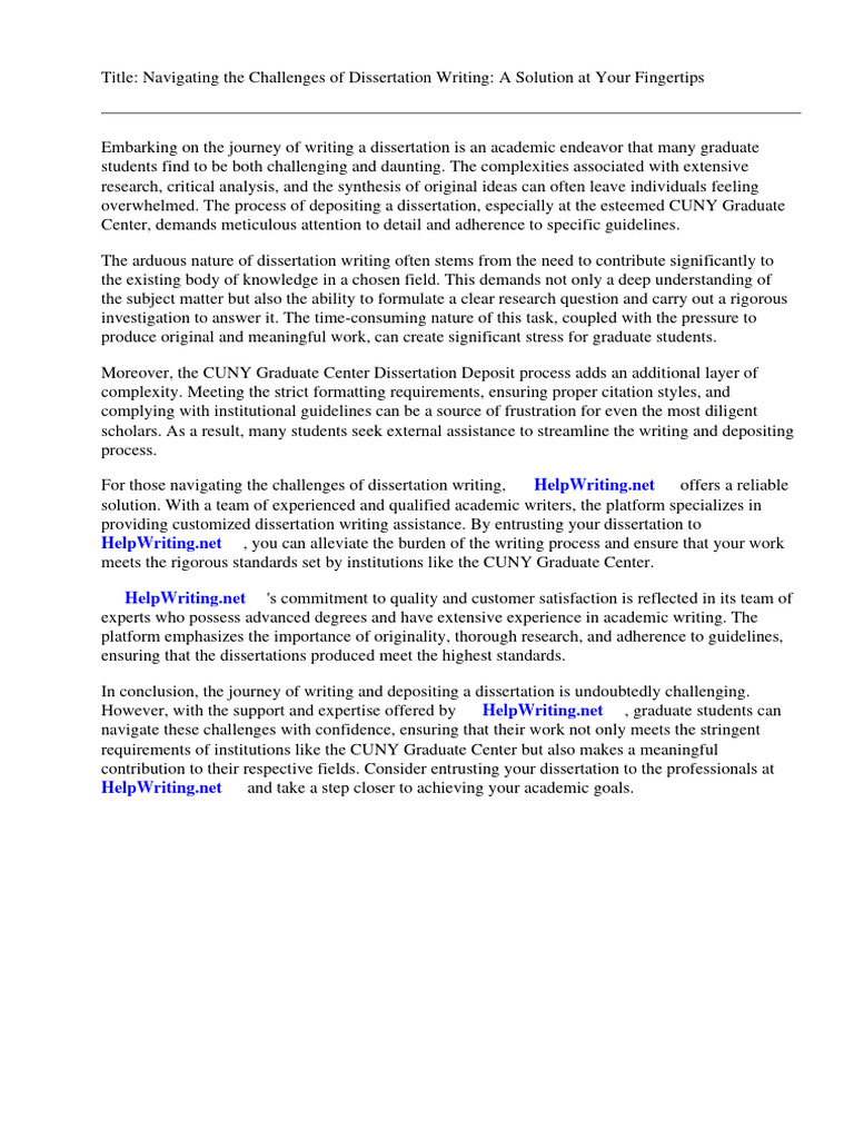 CUNY Dissertation Writing Help | PDF | Thesis | Libraries