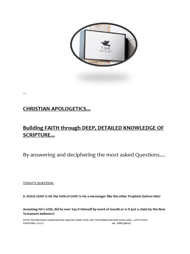 Christian Apologetics Pdf Jesus God
