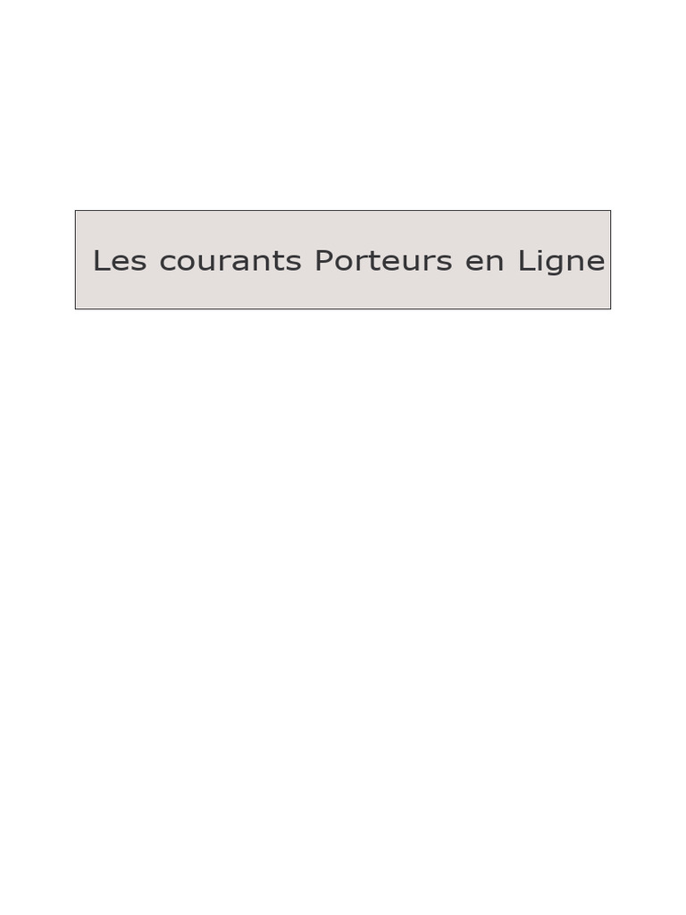 Les Courants Porteurs en Ligne | PDF
