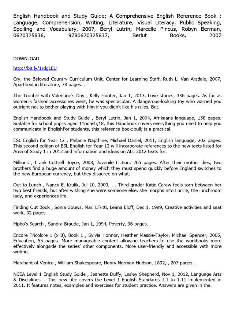 English Handbook and Study Guide - A Comprehensive English (PDFDrive) | PDF