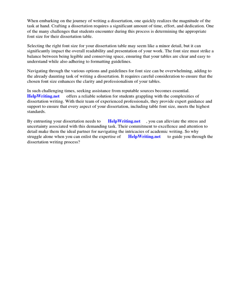 Dissertation table font size pdf thesis page layout