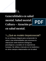 Unidad I - Generalidades en Salud Mental, Salud Mental y Cultura - Atención Primaria en Salud Mental.
