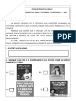 Avaliação Diagnóstica 1º Ano 2021 Português Corrigida