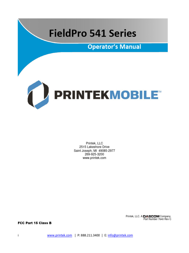 FieldPro 541 Series Manual | PDF | Rechargeable Battery | Bluetooth