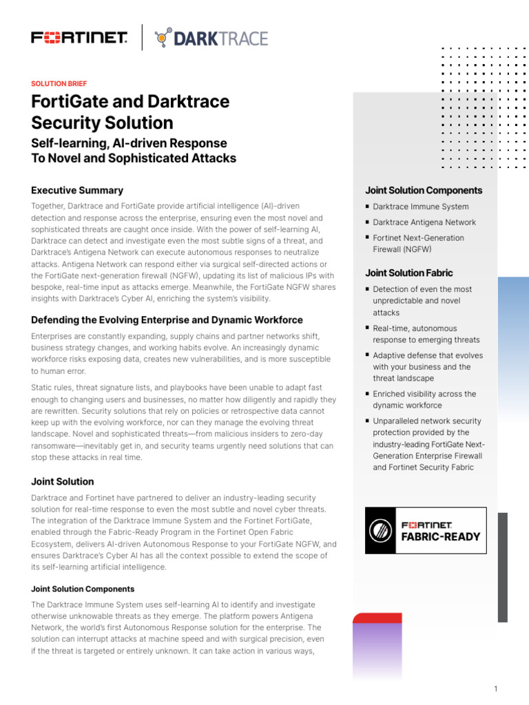 SB Fortigate and Darktrace Security Solution | PDF | Security ...