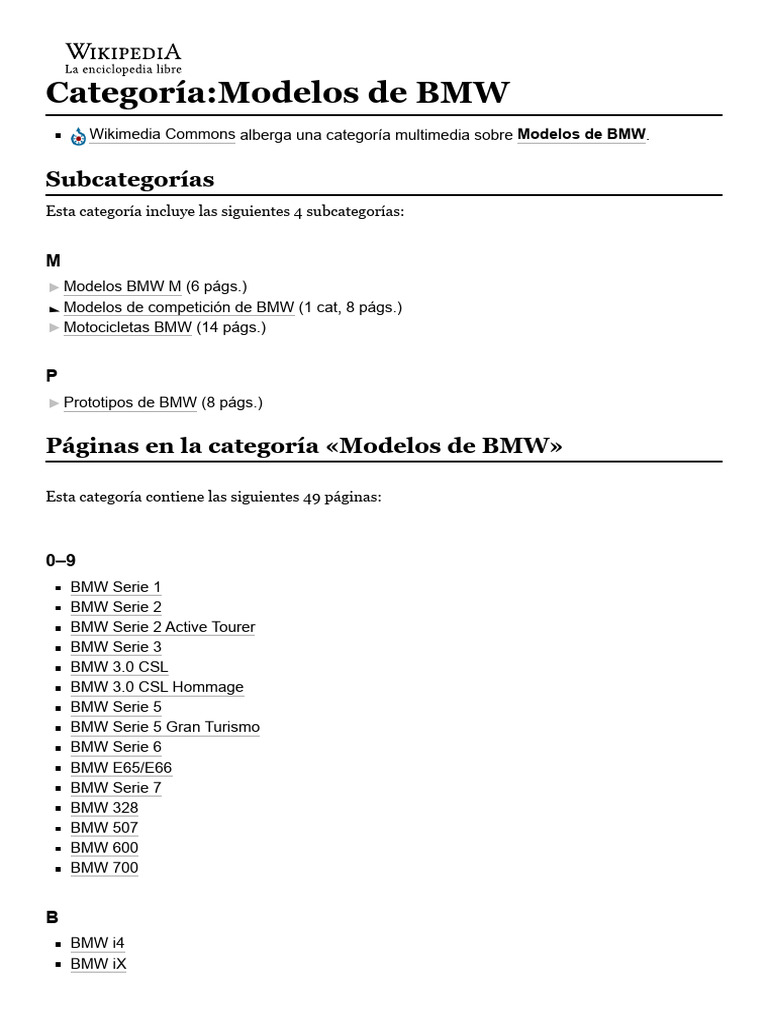Categoría - Modelos de BMW - Wikipedia, La Enciclopedia Libre | PDF