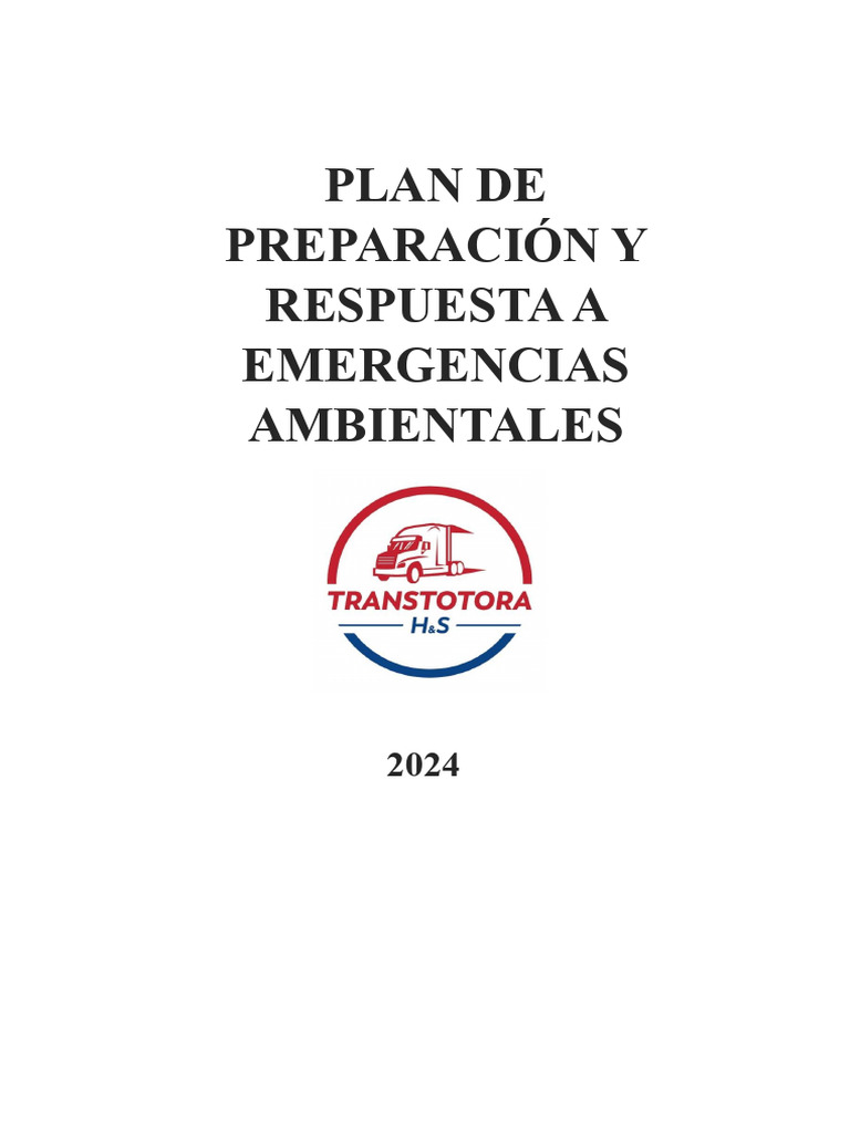 Plan de Preparación y Respuesta A Emergencias Ambientales | PDF ...