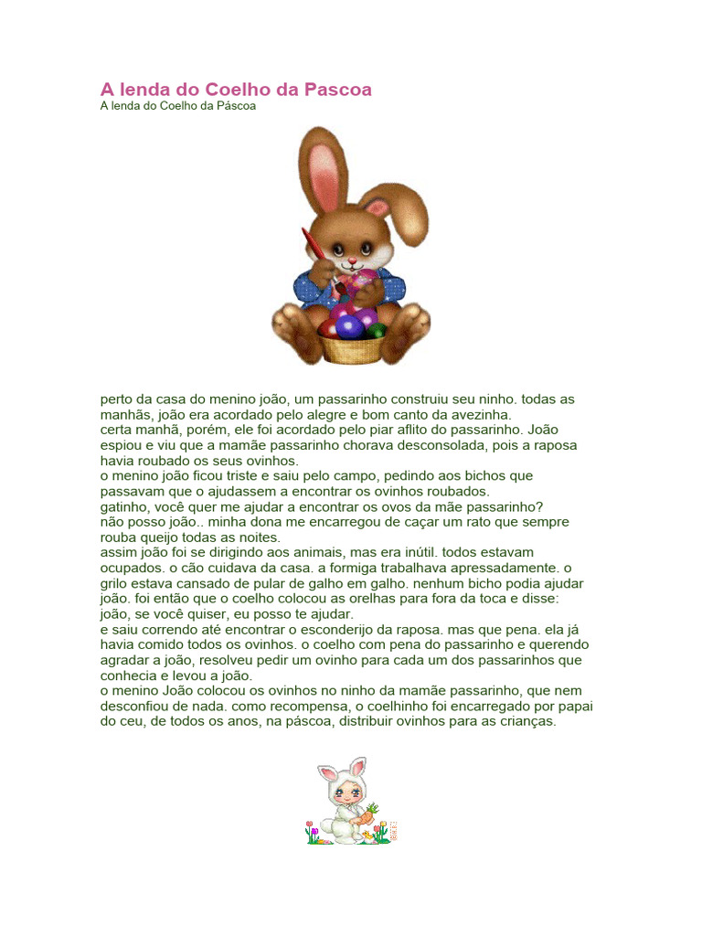 A lenda do Coelho da Pascoa | PDF