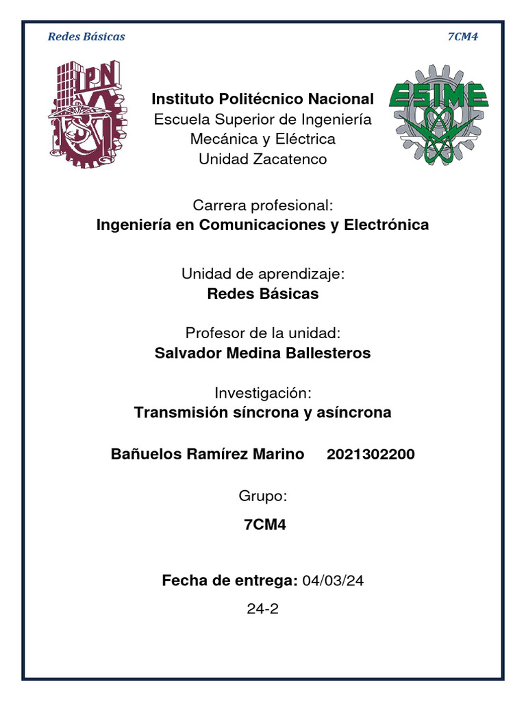 Transmisión Síncrona y Asíncrona PDF Red de computadoras Comunicación