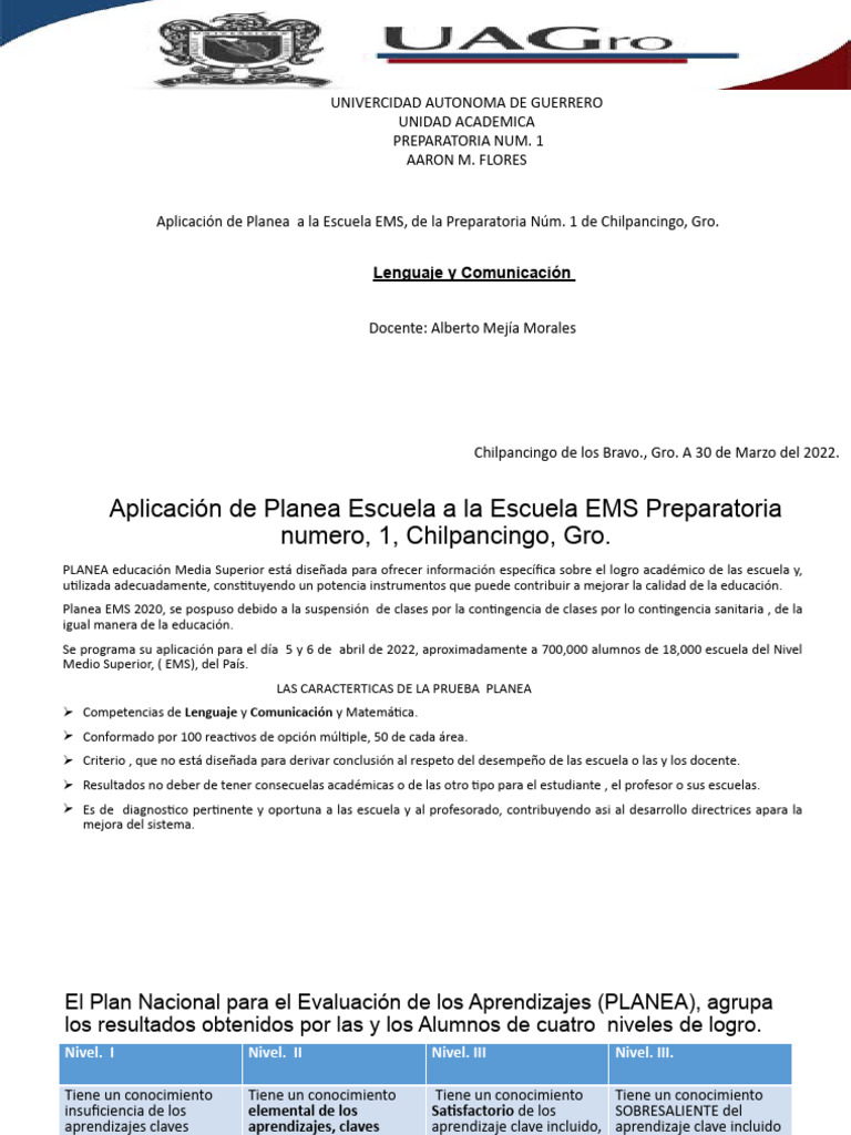 Aplicación de Planea en Escuela EMS | PDF | Aprendizaje | Maestros