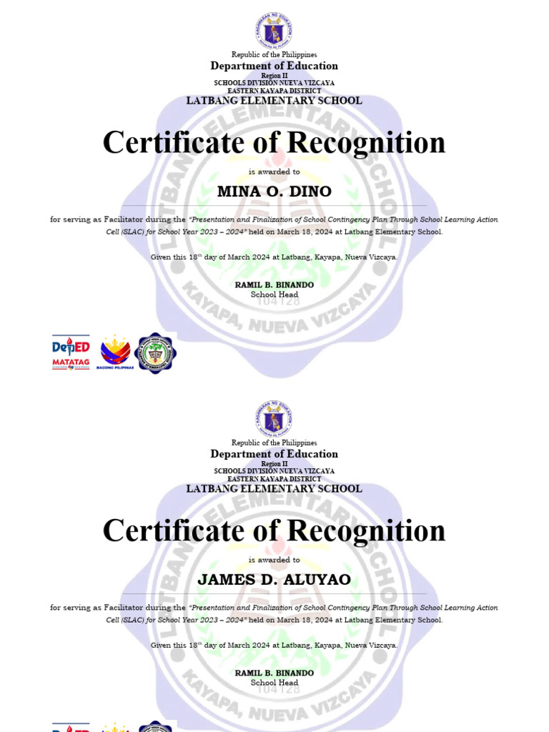 NATIONAL HISPANIC RECOGNITION PROGRAM CERTIFICATE visual data 2