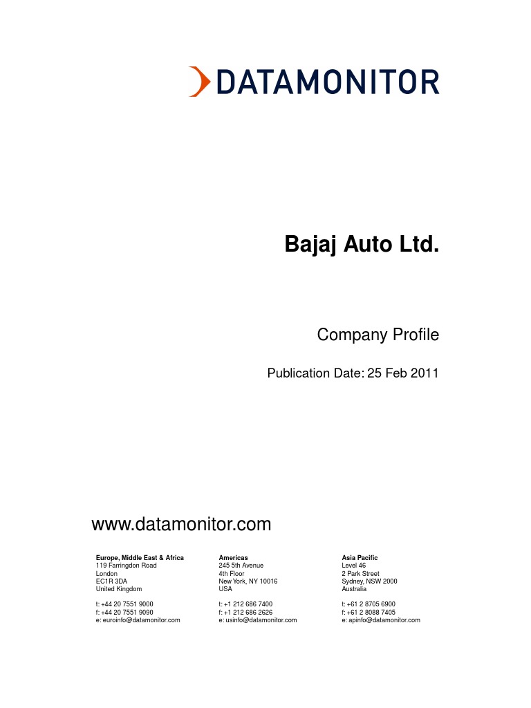 Bajaj Auto LTD.: Company Profile | PDF | Motorcycle | Business