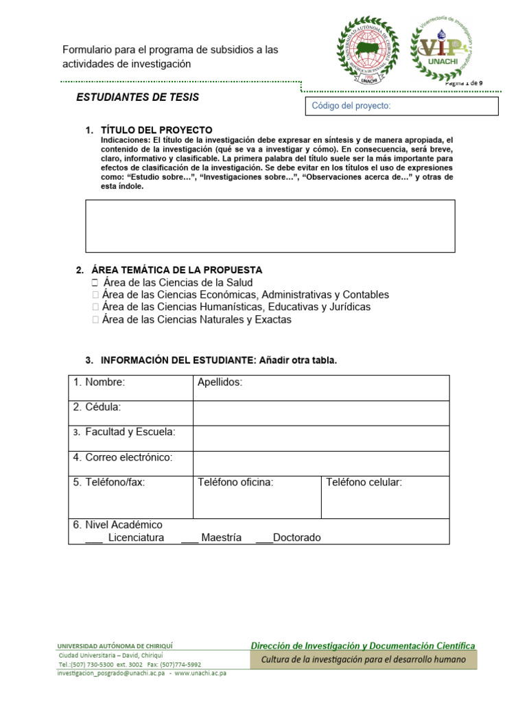 Formulario Subsidio Estudiante 2016 | PDF | Maestros | Metodología
