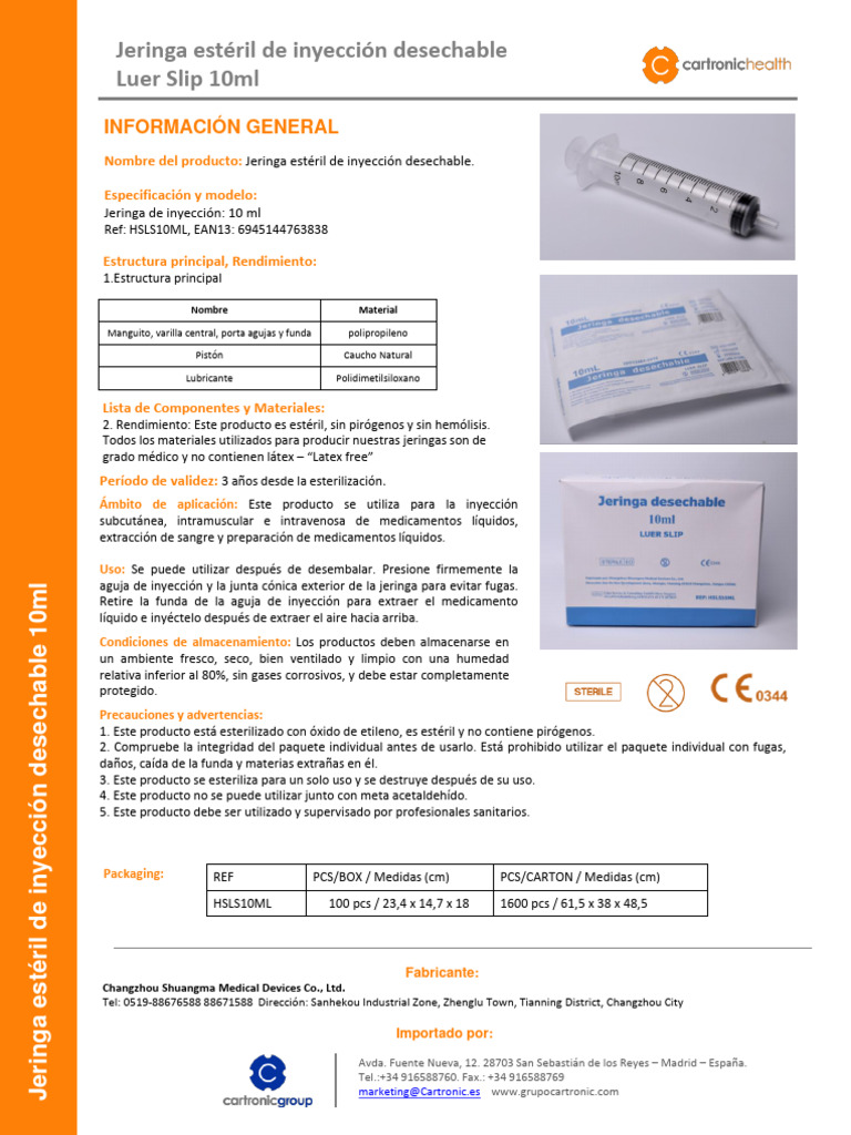 Jeringa 10ml | PDF | Inyección (medicina)
