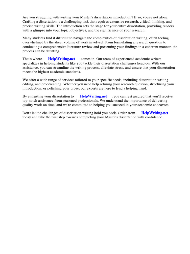 Masters Dissertation Introduction Example | PDF | Thesis | Thought