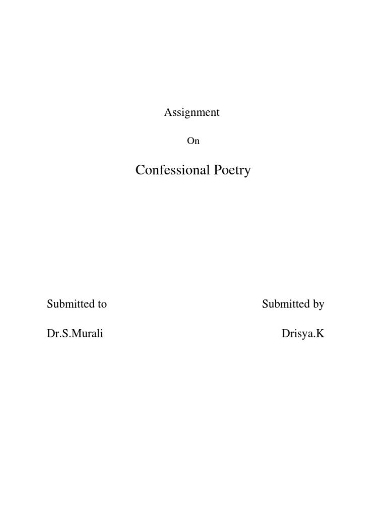 Confessional poetry Essays