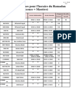 Les Cas Spécifiques Pour L'horaire Du Ramadan (Licence + Mastère)