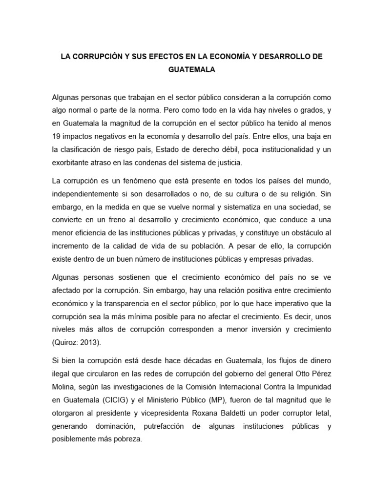 Efectos de la Corrupción en Guatemala | PDF | Guatemala | Corrupción ...