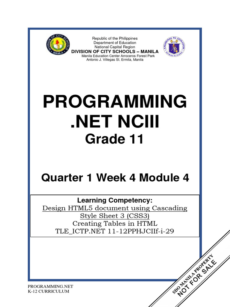 Grade 11 Com Prog Quarter 1 Week 4 Module 4 | PDF | Html Element | Html