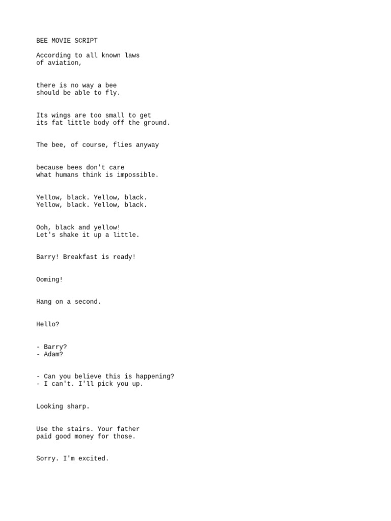 Bee Movie Script Github Pages