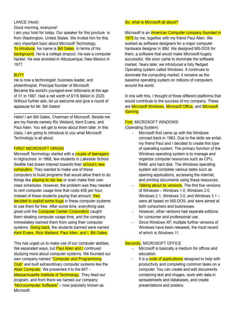 Microsoft Technology Overview by Bill Gates | PDF | Microsoft ...