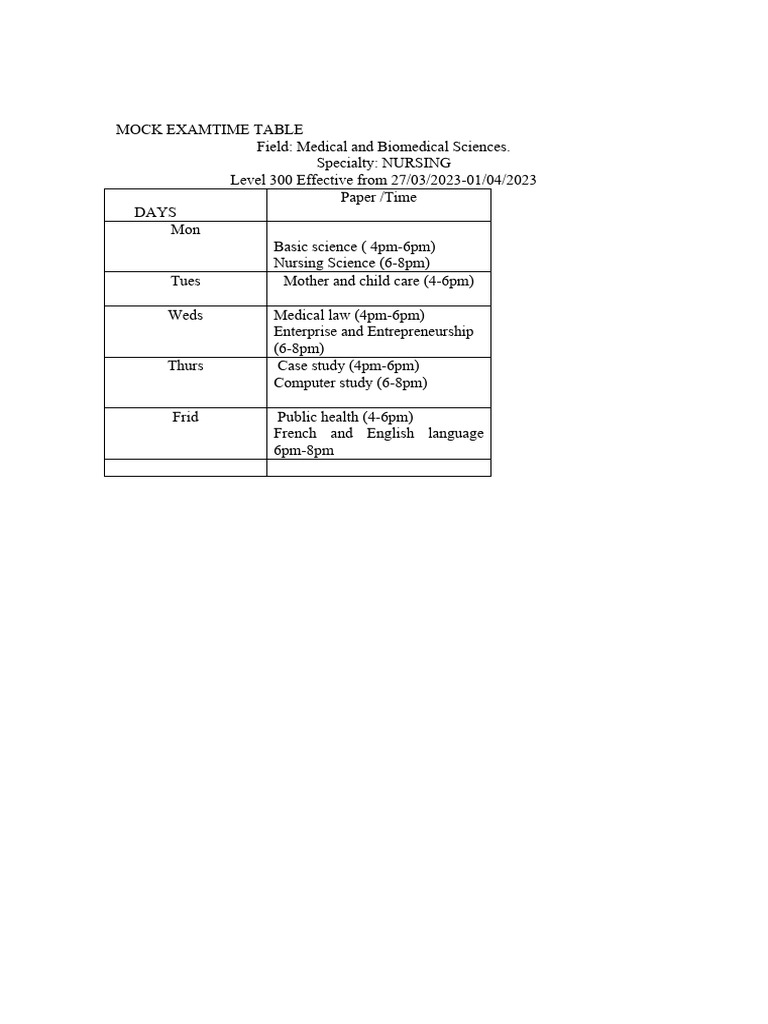 Time Table | PDF