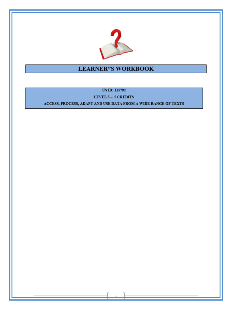 Learner Workbook (Formative Assessment) | PDF | Educational Assessment ...