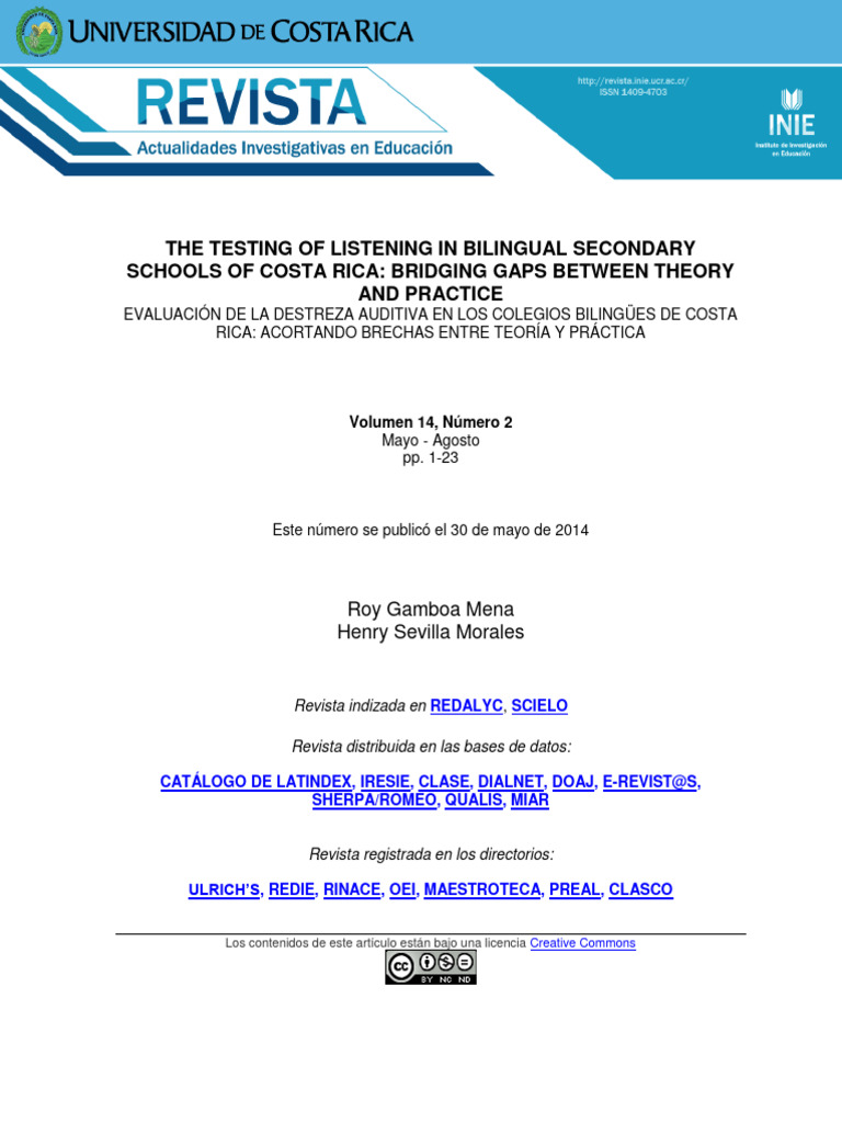 The Testing of Listening in Bilingual Se | PDF | Educational Assessment ...