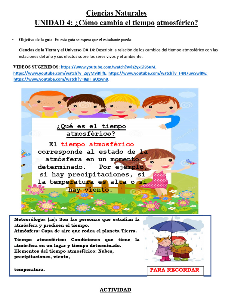 Evaluación del Tiempo Atmosférico 2° Básico | PDF