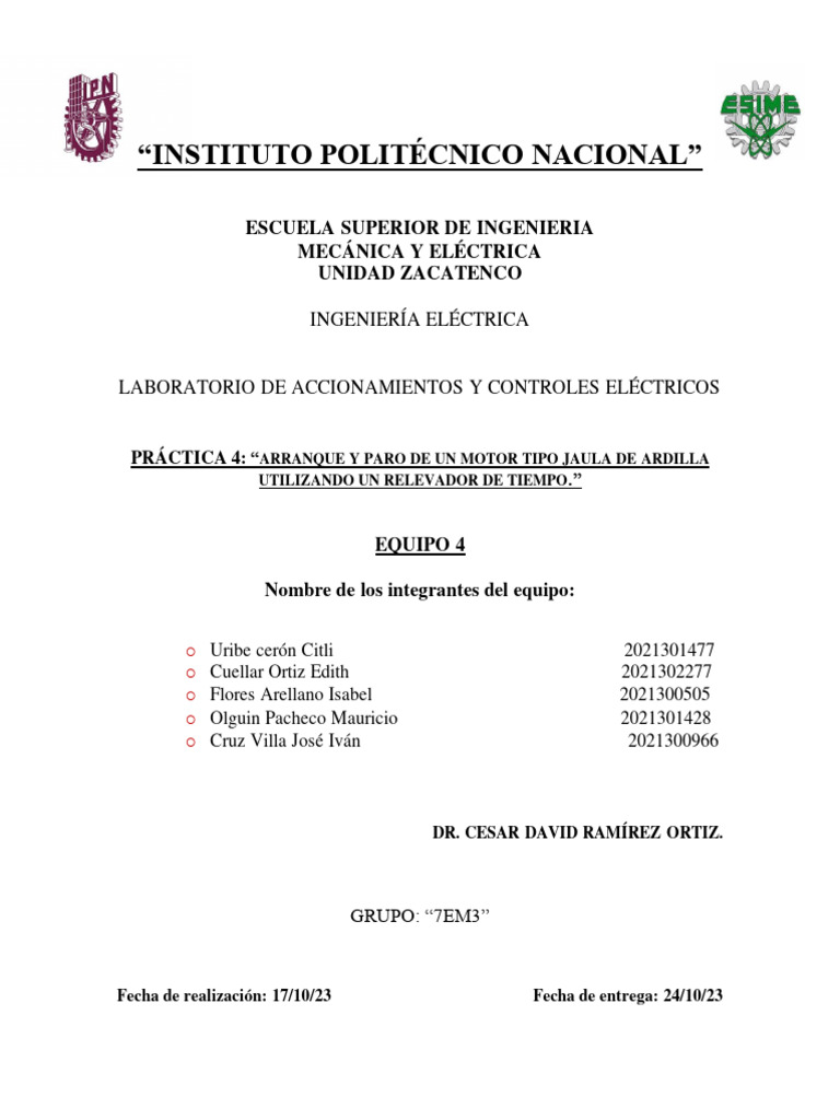 P4 Arranque y Paro Timer | PDF | Relé | Motores