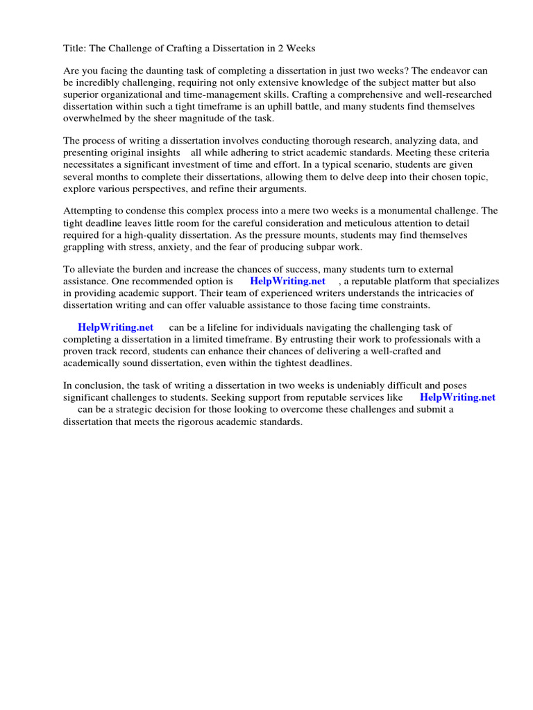 Dissertation in 2 weeks pdf thesis science